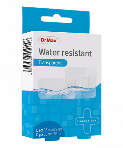 Dr.Max Water resistant Transparent 2 velikosti náplast 20 ks Dr.Max