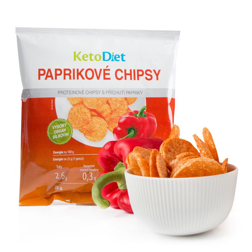 KetoDiet Proteinové chipsy s příchutí papriky 25 g KetoDiet