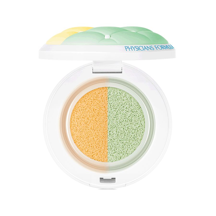 Physicians Formula Mineral Wear Talc-Free Minerální cushion korektor + báze 2v1 barva žlutá/zelená Physicians Formula