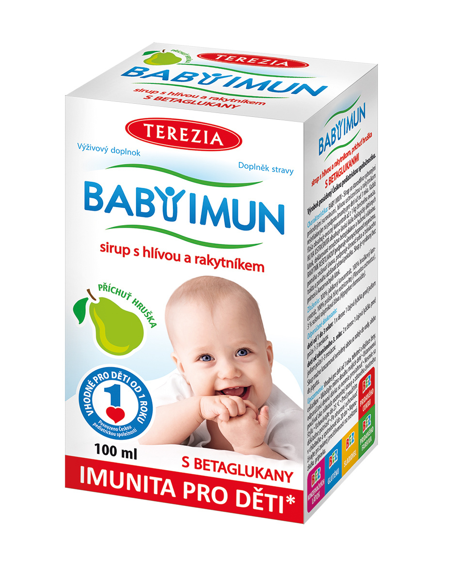 Terezia BABY IMUN s hlívou a rakytníkem příchuť hruška sirup 100 ml Terezia