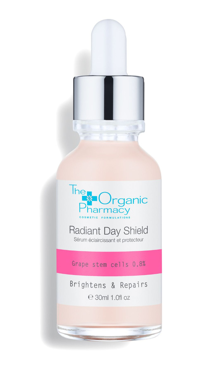 The Organic Pharmacy Radiant Day Shield projasňujicí denní sérum s UV ochranou 30 ml The Organic Pharmacy