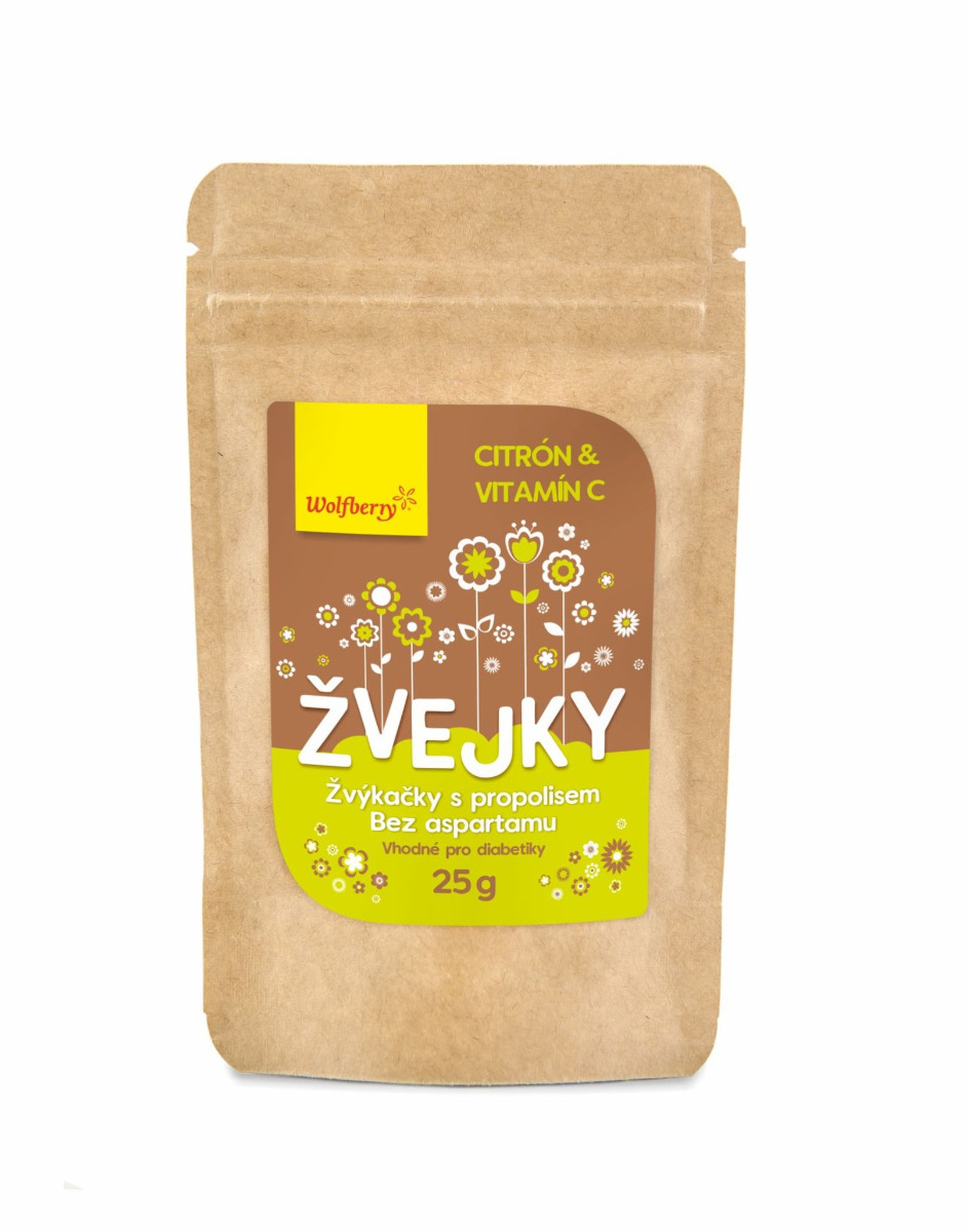 Wolfberry Žvejky s propolisem citrón + vitamín C 25 g Wolfberry