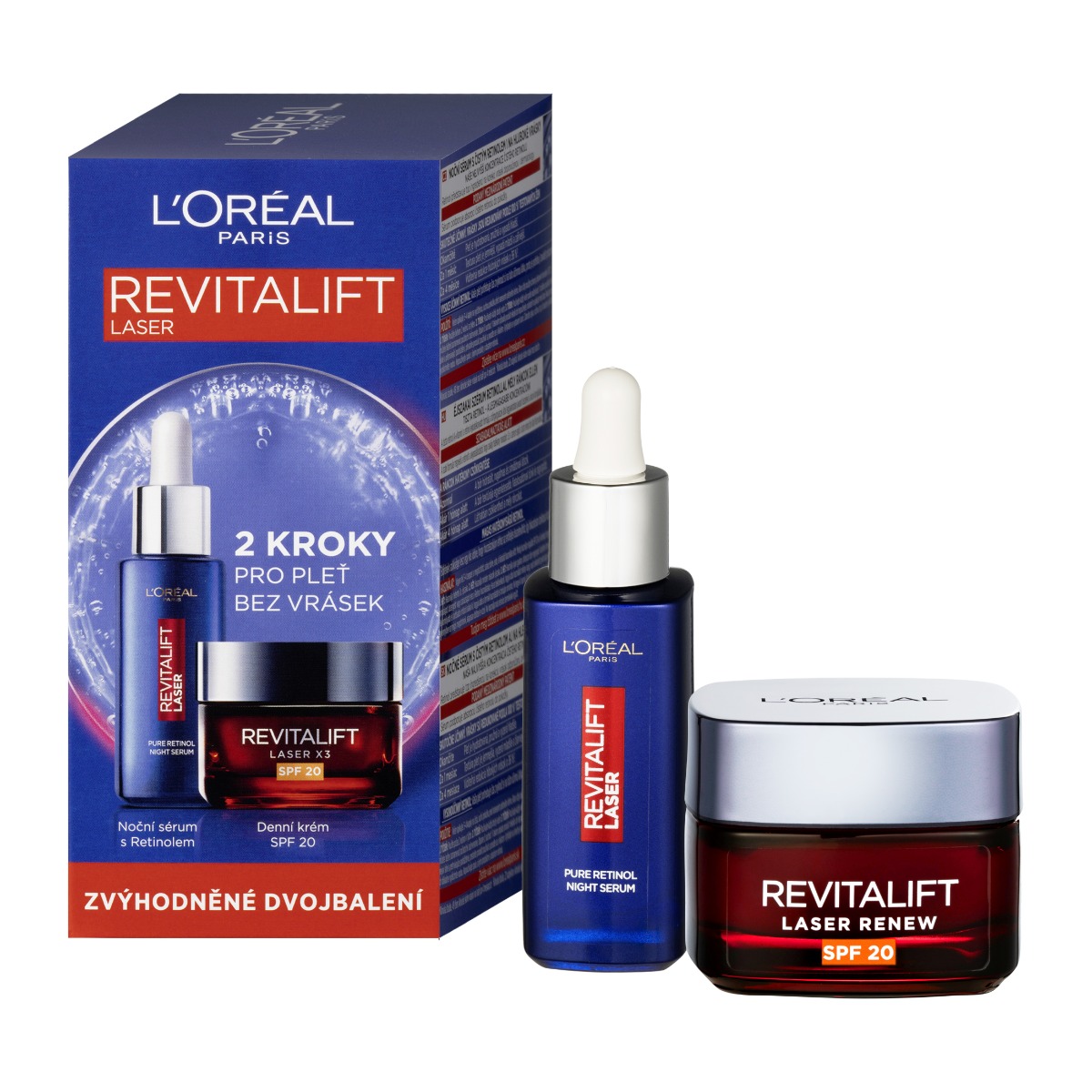 Loréal Paris Revitalift Laser Duopack noční sérum s retinolem 30ml + denní krém s SPF 20 50ml Loréal Paris