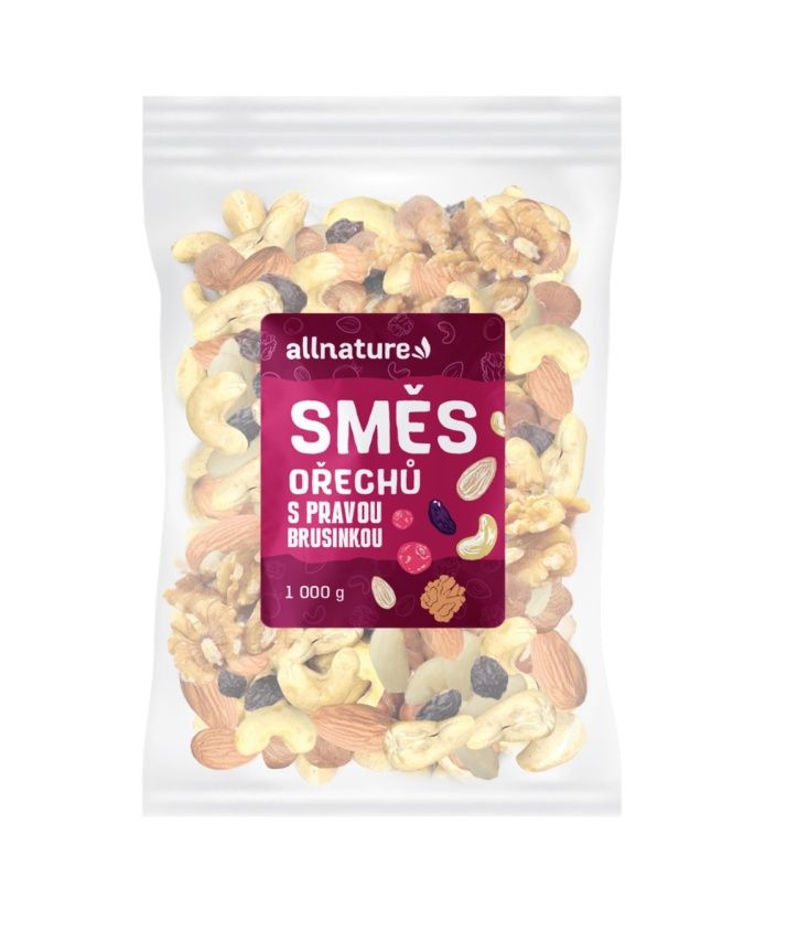 Allnature Směs ořechů s pravou brusinkou 1000 g Allnature