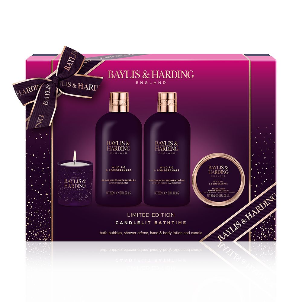 Baylis & Harding Sada se svíčkou a péčí o tělo fík & granátové jablko 4 ks Baylis & Harding