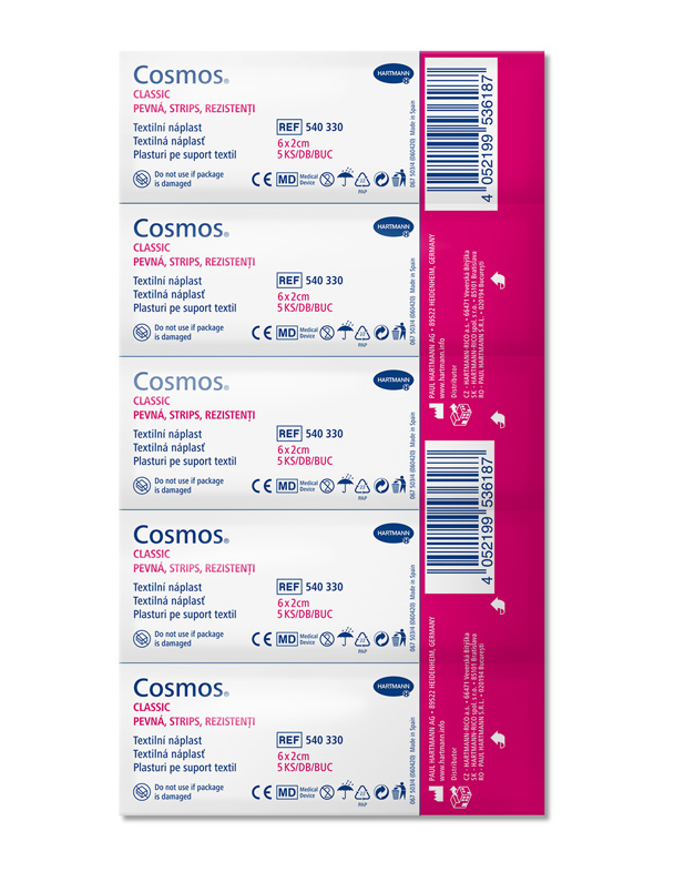 Cosmos Strips Pevná náplast 20x60 mm 5 ks Cosmos