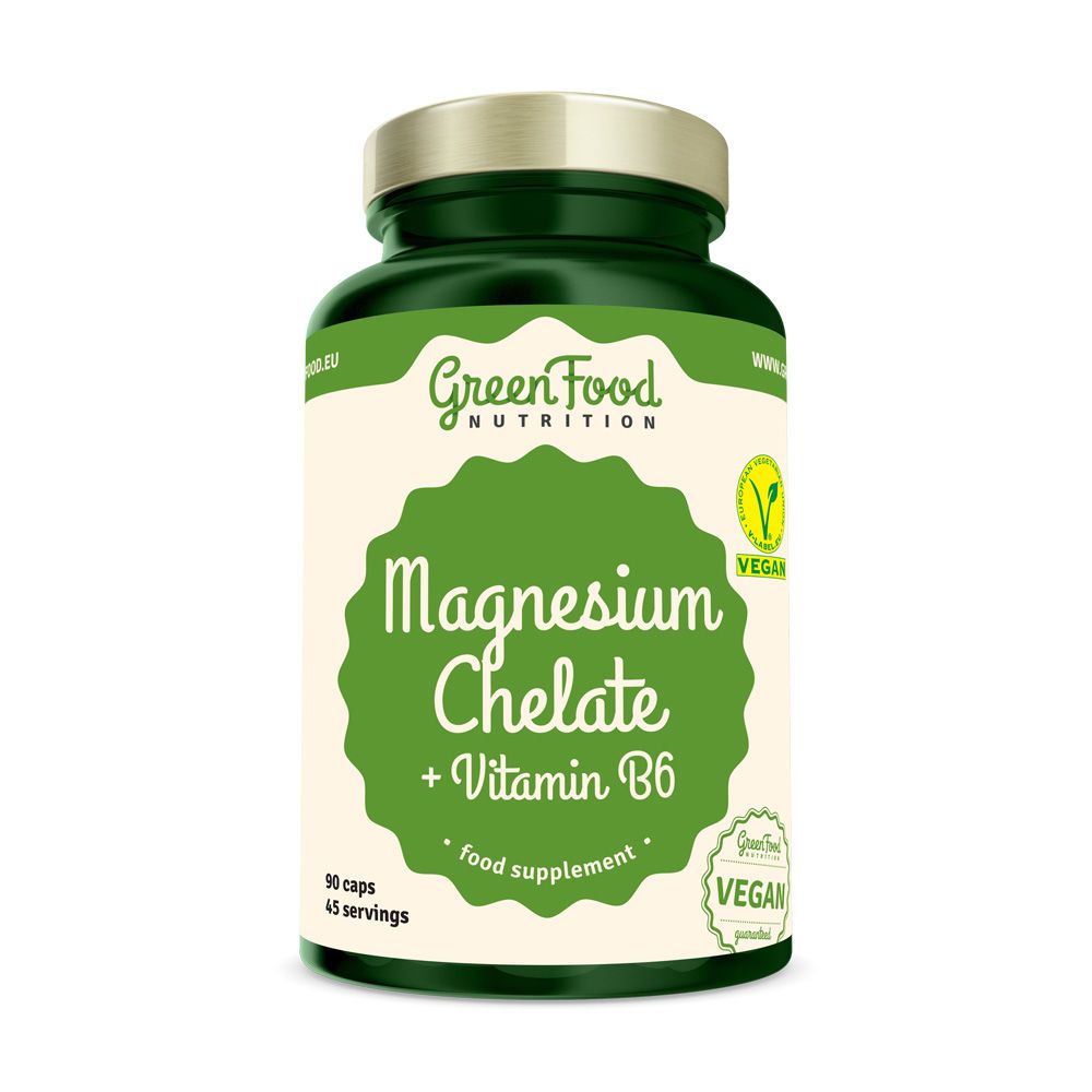 GreenFood Nutrition Magnesium Chelate + Vitamin B6 90 kapslí GreenFood Nutrition