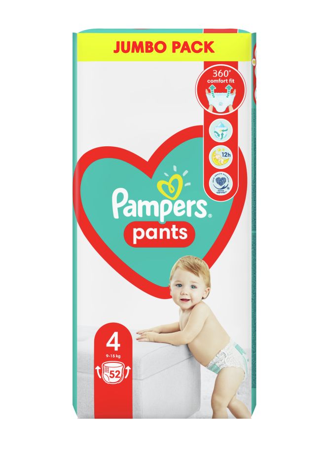 Pampers Pants vel. 4 Jumbo Pack 9-15 kg plenkové kalhotky 52 ks Pampers