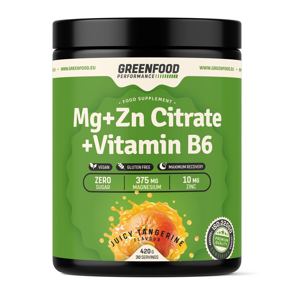 GreenFood Performance Mg + Zn Citrate + Vitamin B6 Juicy mandarinka 420 g GreenFood Performance