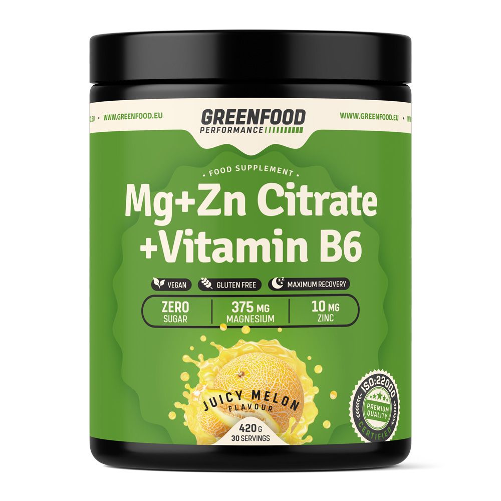 GreenFood Performance Mg + Zn Citrate + Vitamin B6 Juicy meloun 420 g GreenFood Performance