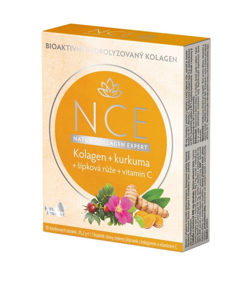 Naturprodukt NCE kolagen + kurkuma + šípková růže + vitamin C 30 tobolek Naturprodukt