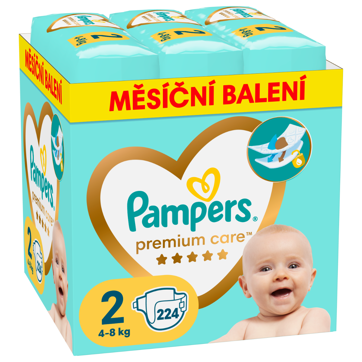 Pampers Premium Care vel. 2 4-8 kg dětské pleny 224 ks Pampers