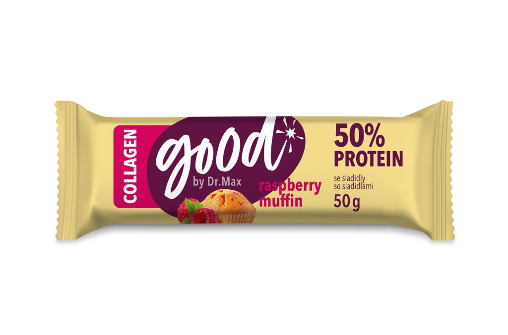 Dr. Max Protein Bar 50% Raspberry Muffin Collagen proteinová tyčinka 50 g Dr. Max