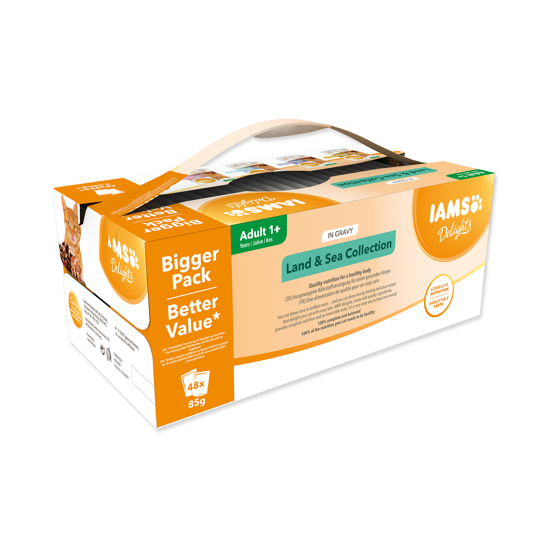 IAMS Delights Mořské a suchozemské maso v omáčce kapsičky multipack 48x85 g IAMS