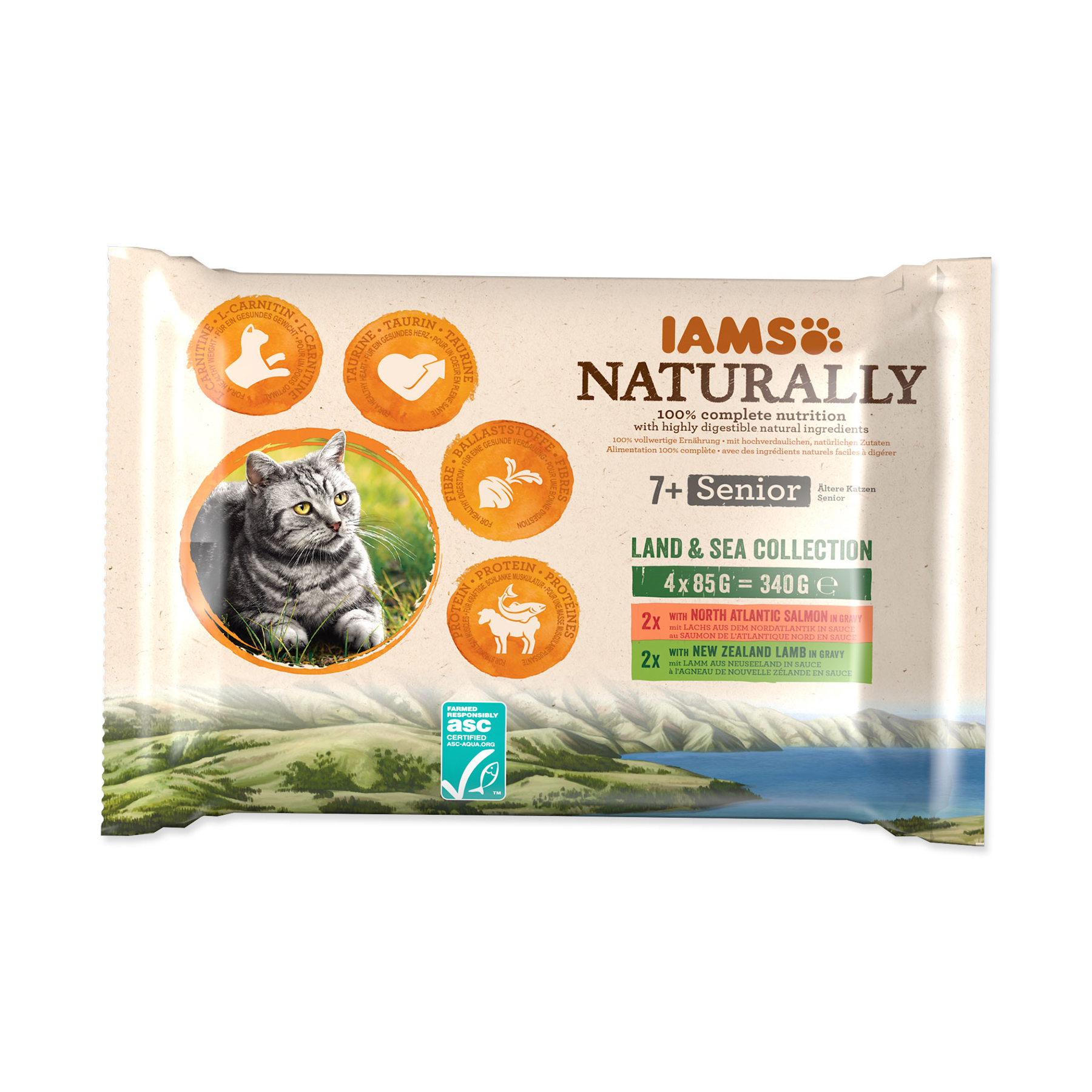 IAMS Naturally Senior Masa v omáčce kapsičky multipack 4x85 g IAMS