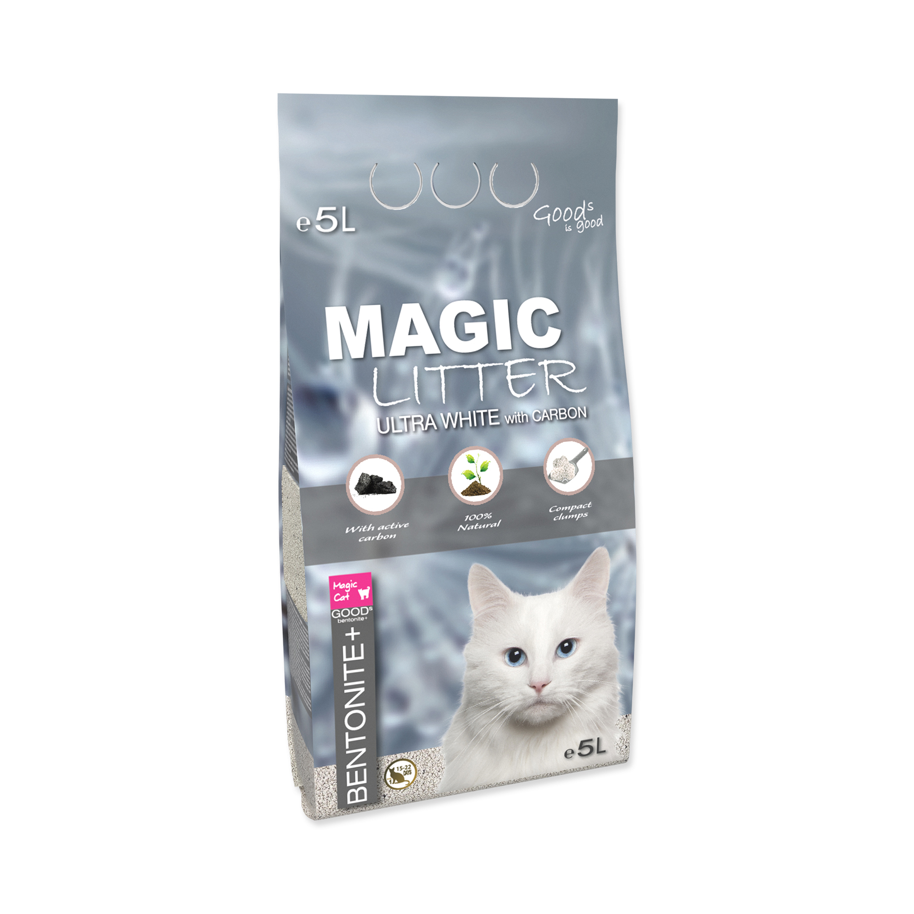 Magic Litter Bentonite Ultra White with Carbon kočkolit 5 l Magic Litter