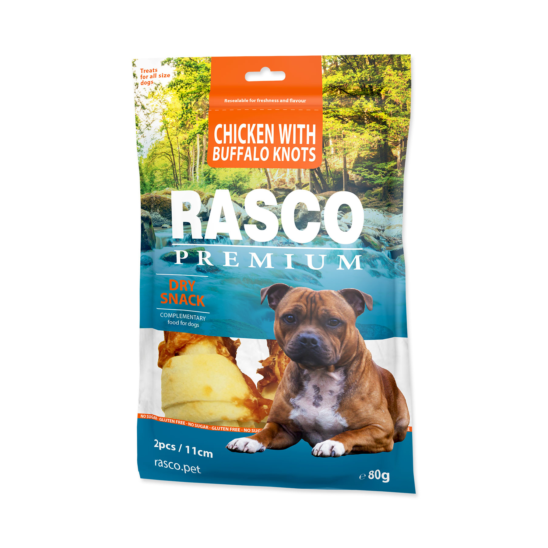 Rasco Premium Bůvolí uzle obalené kuřecím 11 cm 80 g Rasco Premium