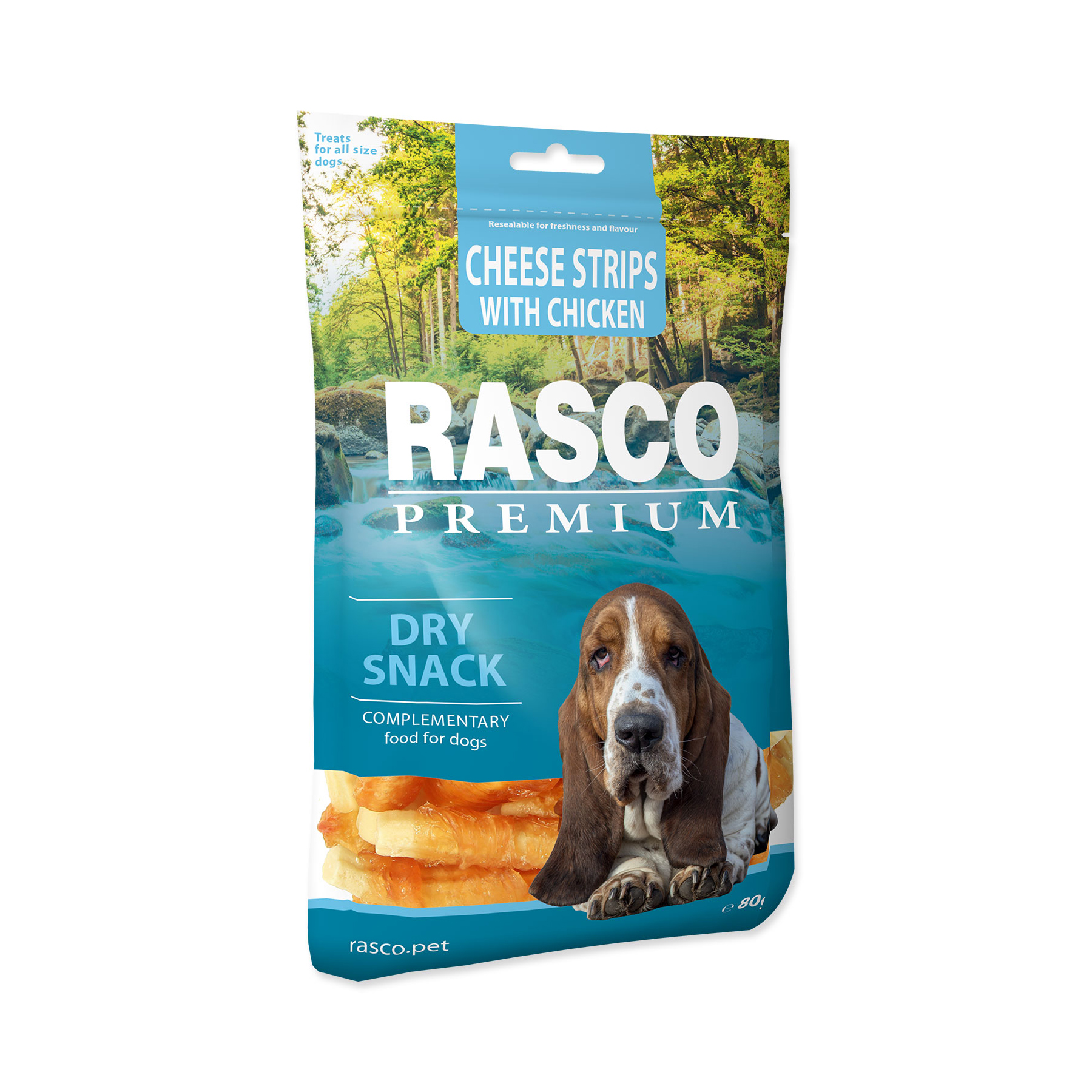 Rasco Premium Proužky sýru obalené kuřecím 80 g Rasco Premium