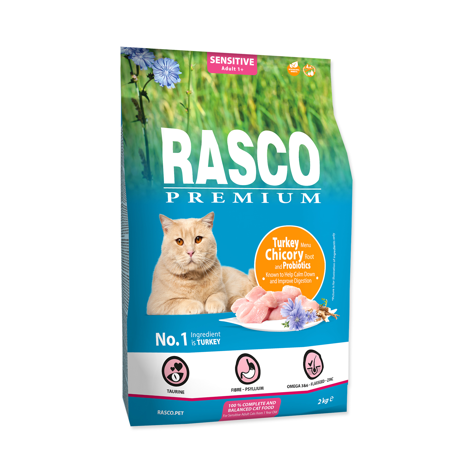 Rasco Premium Sensitive Krůtí s probiotiky granule 2 kg Rasco Premium