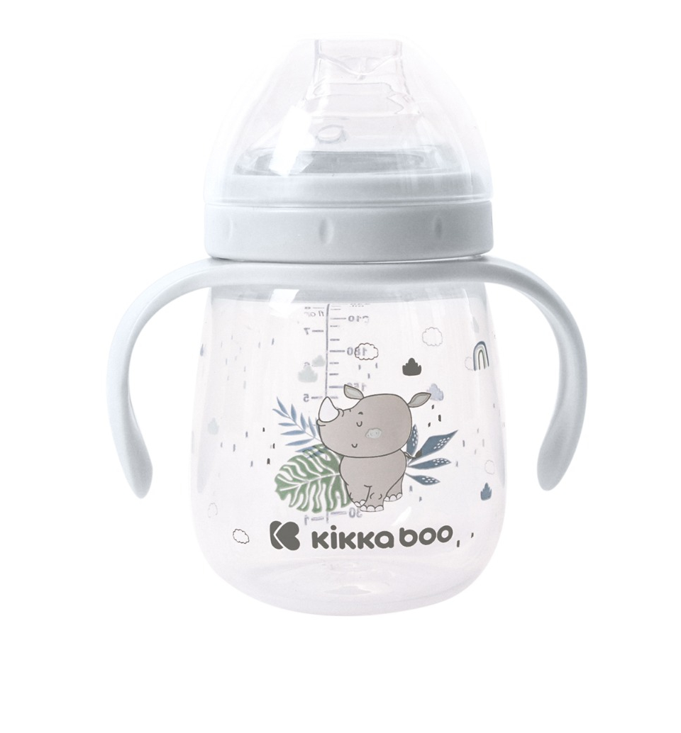 KikkaBoo Hrnek se silikonovým pítkem 6m+ modrý 240 ml KikkaBoo