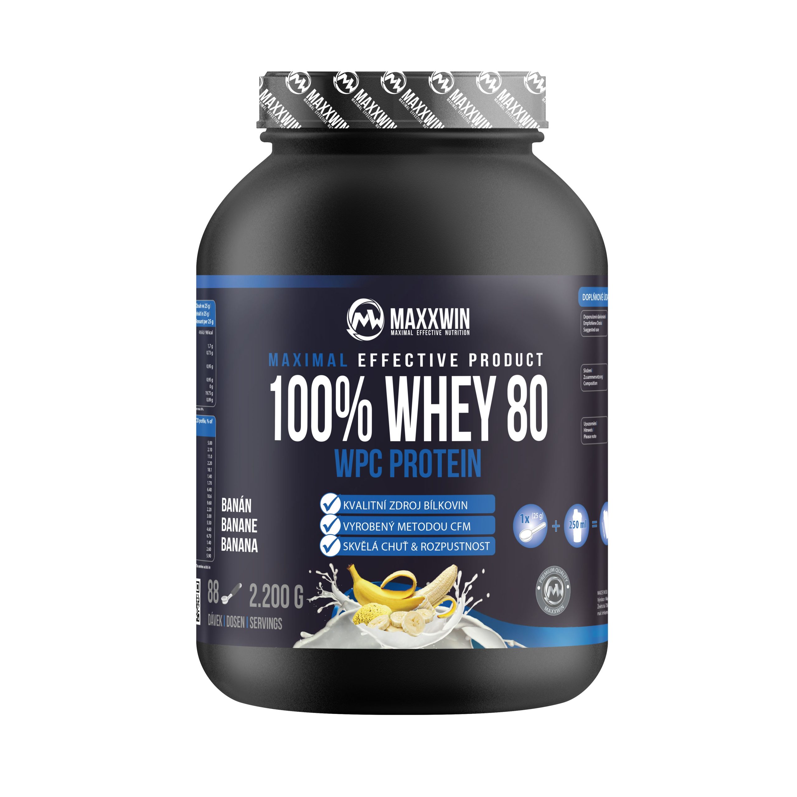 MAXXWIN 100% WHEY 80 banán 2200 g MAXXWIN