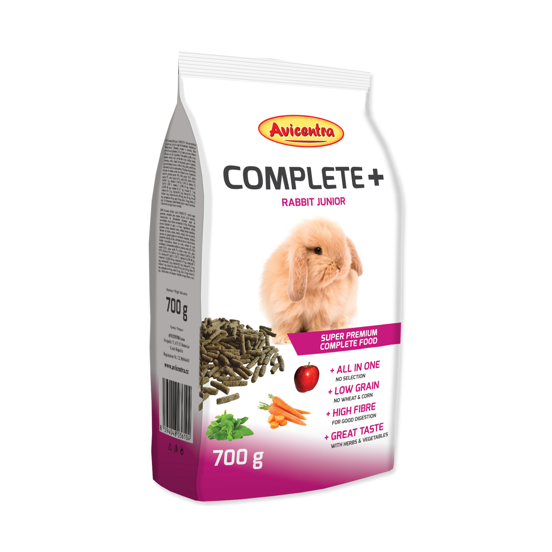 Avicentra Krmivo COMPLETE+ králík junior 700 g Avicentra