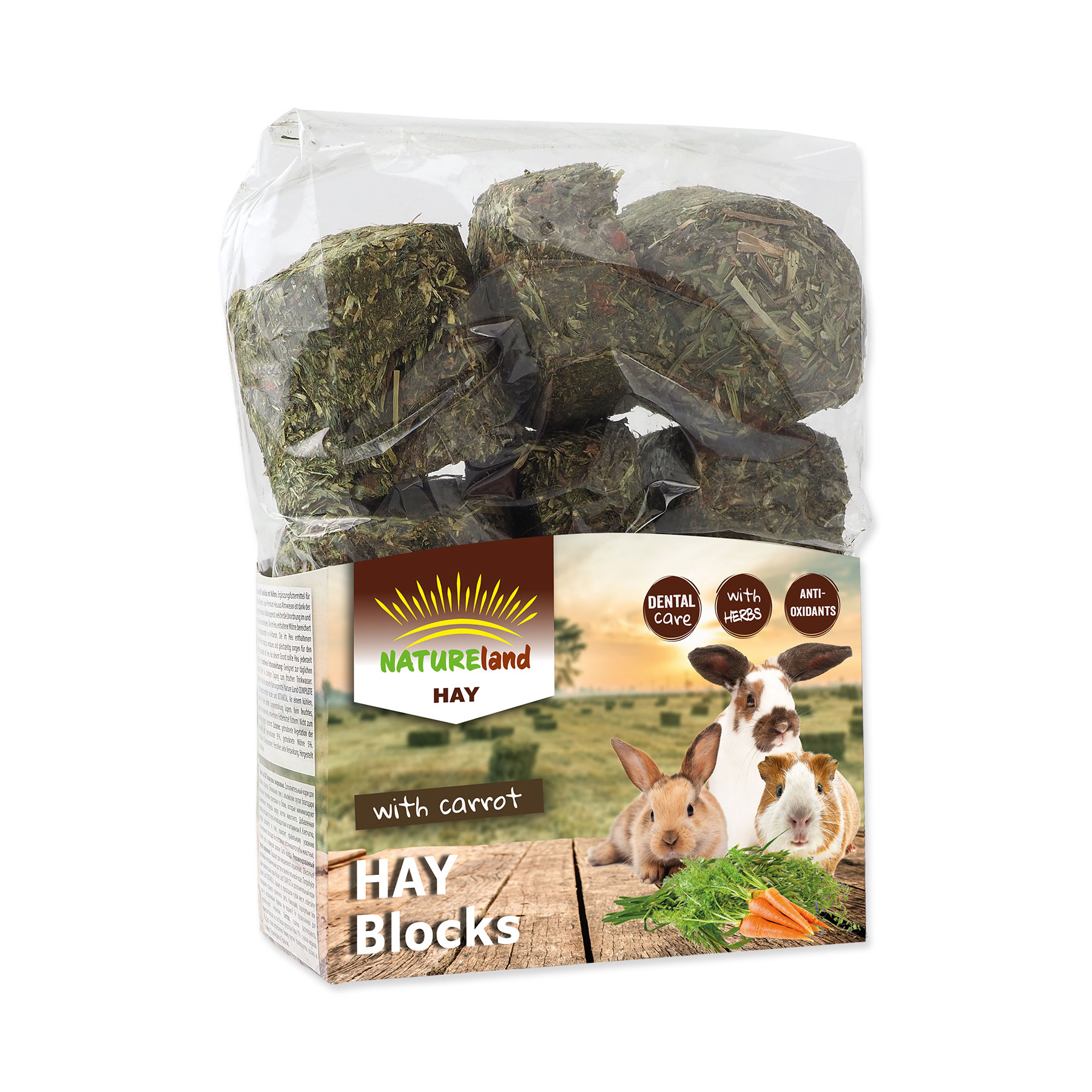 Nature Land Seno Hay bloky s mrkví 600 g Nature Land