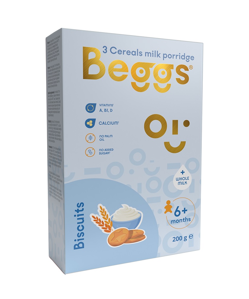 Beggs Mléčná 3zrnná kaše se sušenkami 200 g Beggs