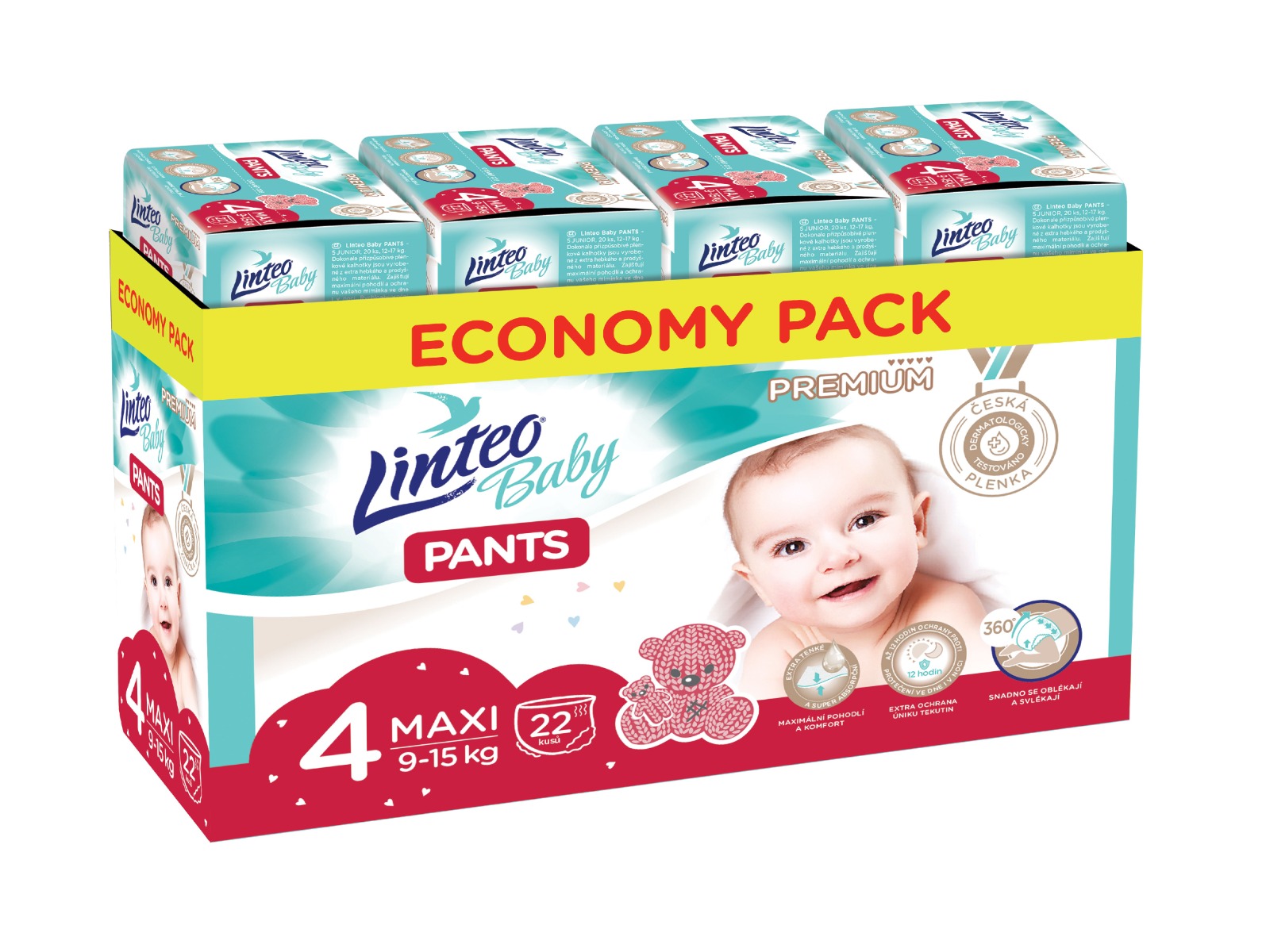 Linteo Baby Pants PREMIUM 4 Maxi 9-15 kg plenkové kalhotky 176 ks Linteo Baby