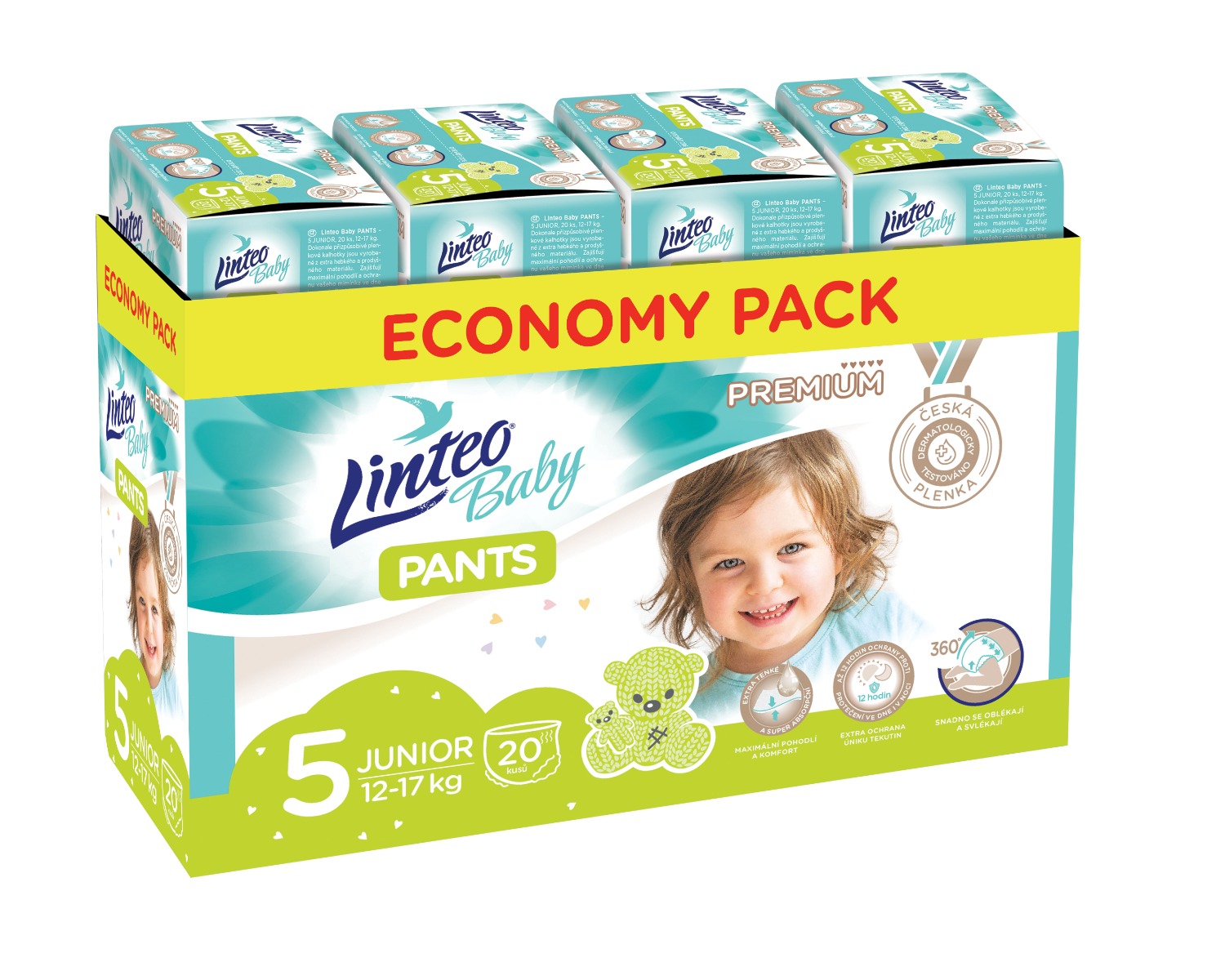 Linteo Baby Pants PREMIUM 5 Junior 12-17 kg kalhotkové plenky 80 ks Linteo Baby