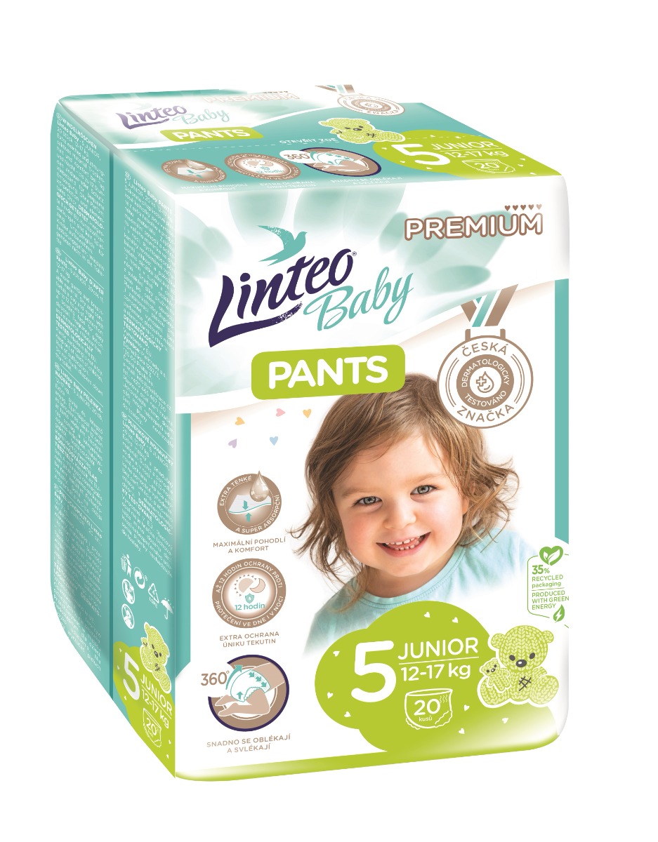 Linteo Baby Pants PREMIUM 5 Junior 12-17 kg plenkové kalhotky 20 ks Linteo Baby