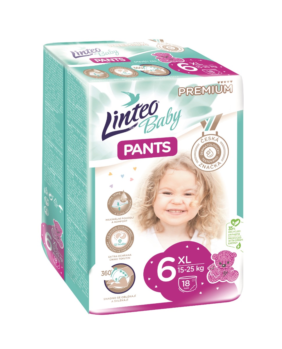 Linteo Baby Pants PREMIUM 6 XL 15-25 kg plenkové kalhotky 18 ks Linteo Baby