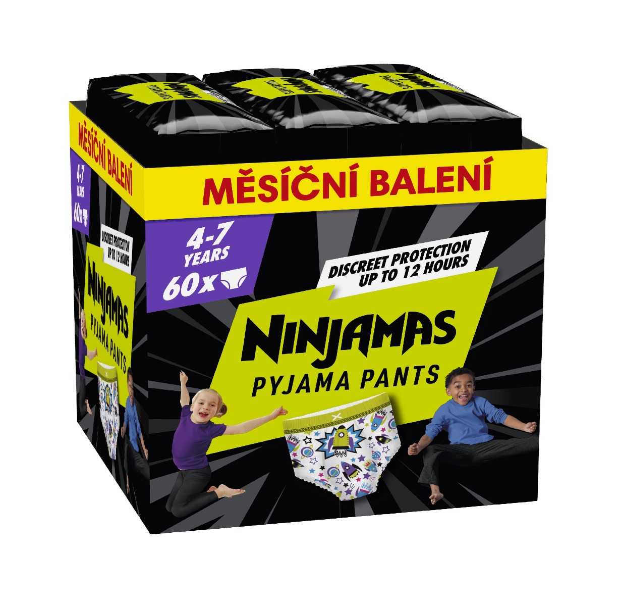 Ninjamas Pyjama Pants kosmické lodě 4–7 let pyžamové kalhotky 60 ks Ninjamas