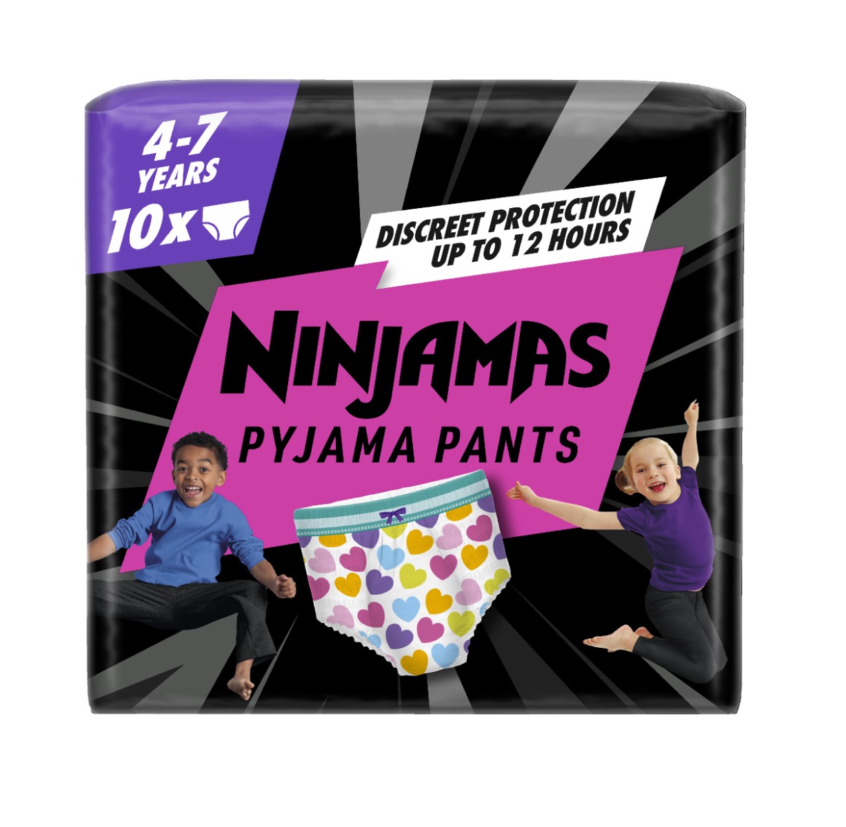 Ninjamas Pyjama Pants srdíčka 4–7 let pyžamové kalhotky 10 ks Ninjamas