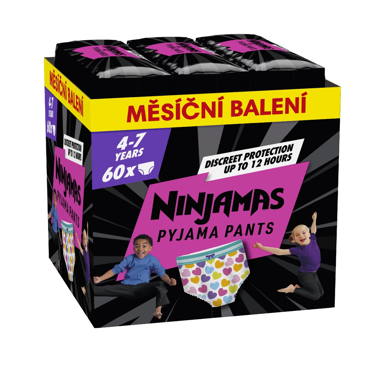 Ninjamas Pyjama Pants srdíčka 4–7 let pyžamové kalhotky 60 ks Ninjamas