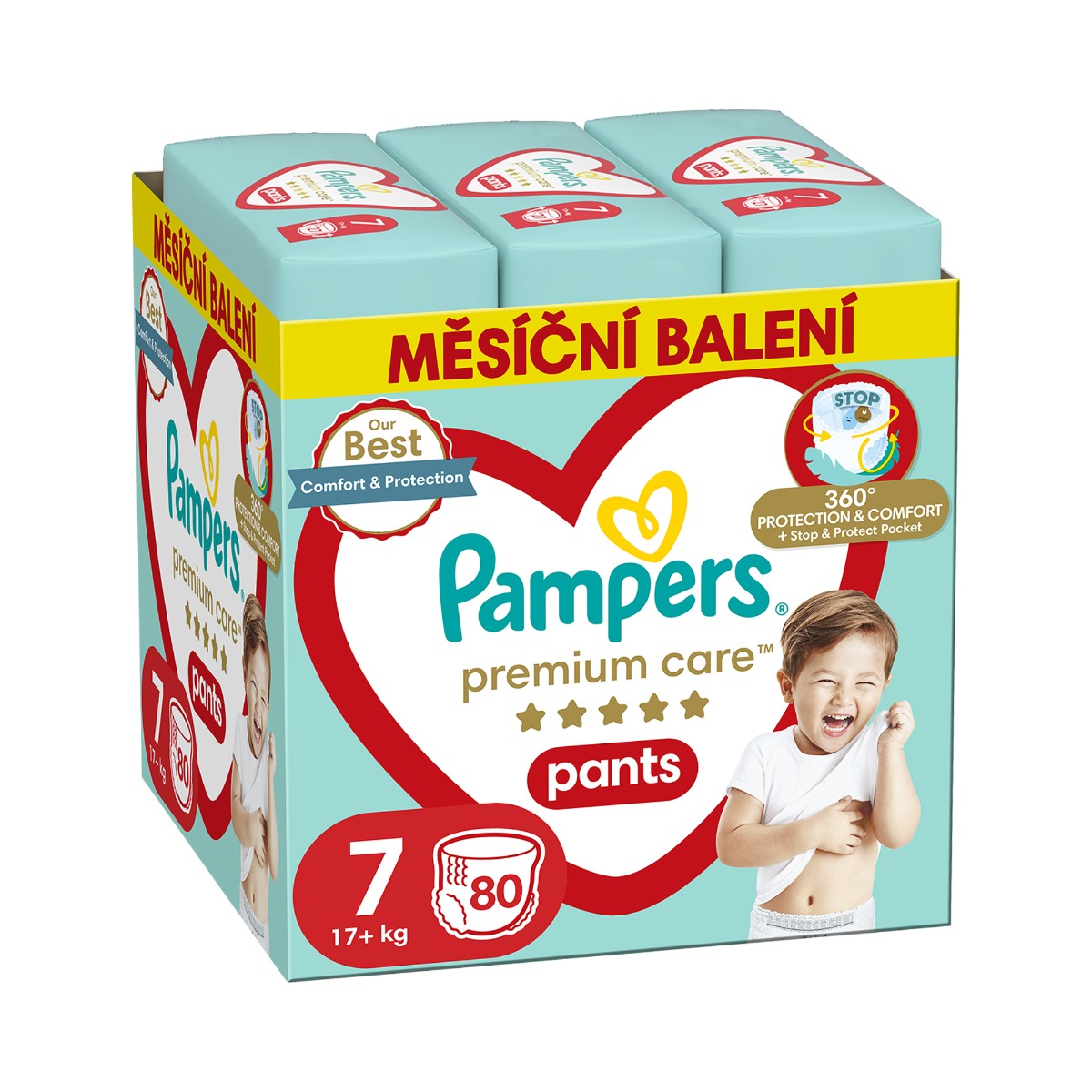 Pampers Premium Care Monthly Box vel. 7 17+ kg kalhotkové plenky 80 ks Pampers