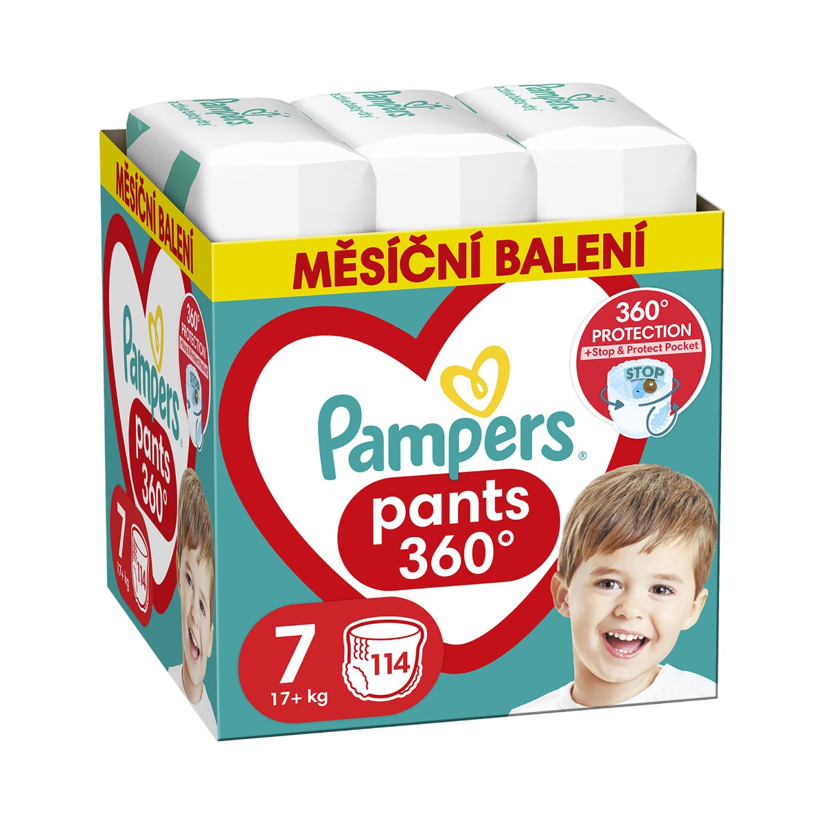 Pampers Premium Care Monthly Box vel. 7 17+ kg plenkové kalhotky 114 ks Pampers