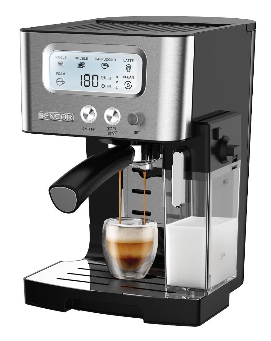 SENCOR SES 4090SS Espresso poloautomatický pákový kávovar černý/stříbrný SENCOR