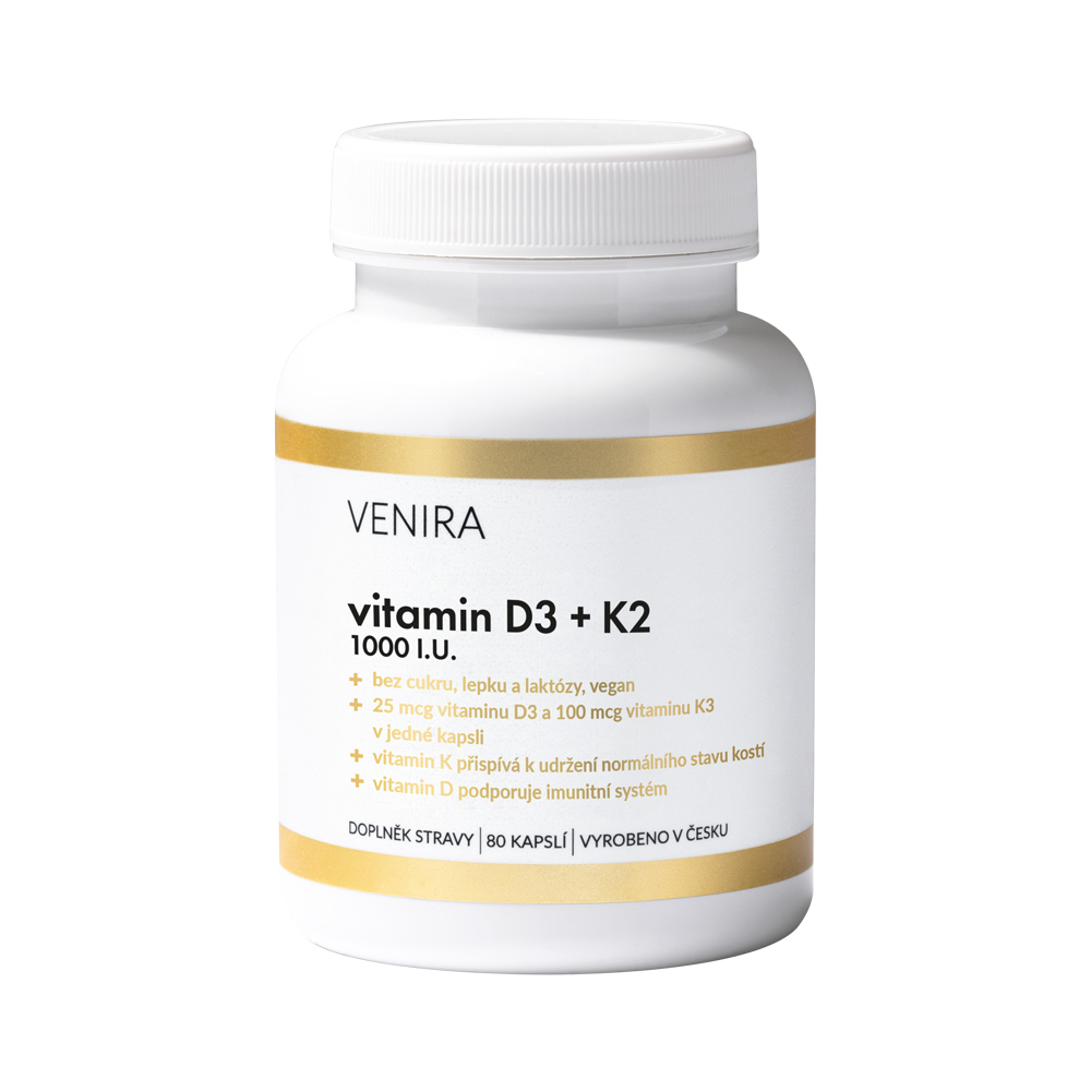 Venira Vitamin D3 + K2 1000 I.U. 80 kapslí Venira