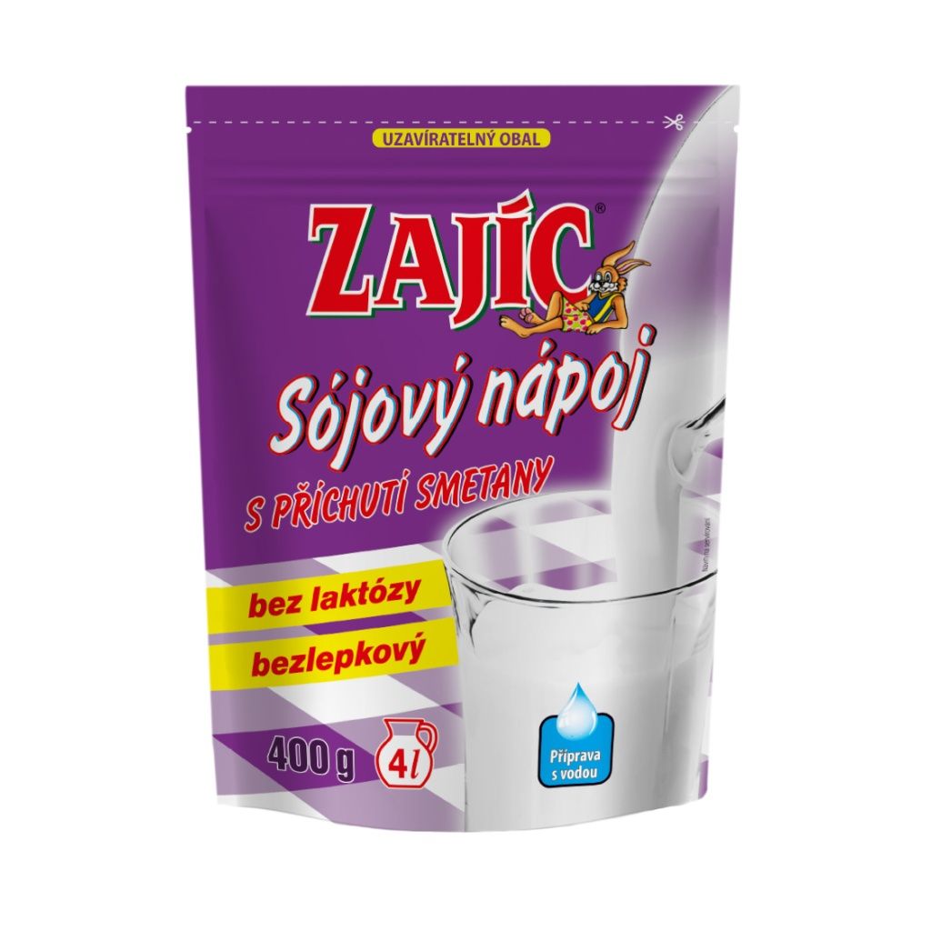 Zajíc Sójový nápoj s příchutí smetany sáček 400 g doypack Zajíc