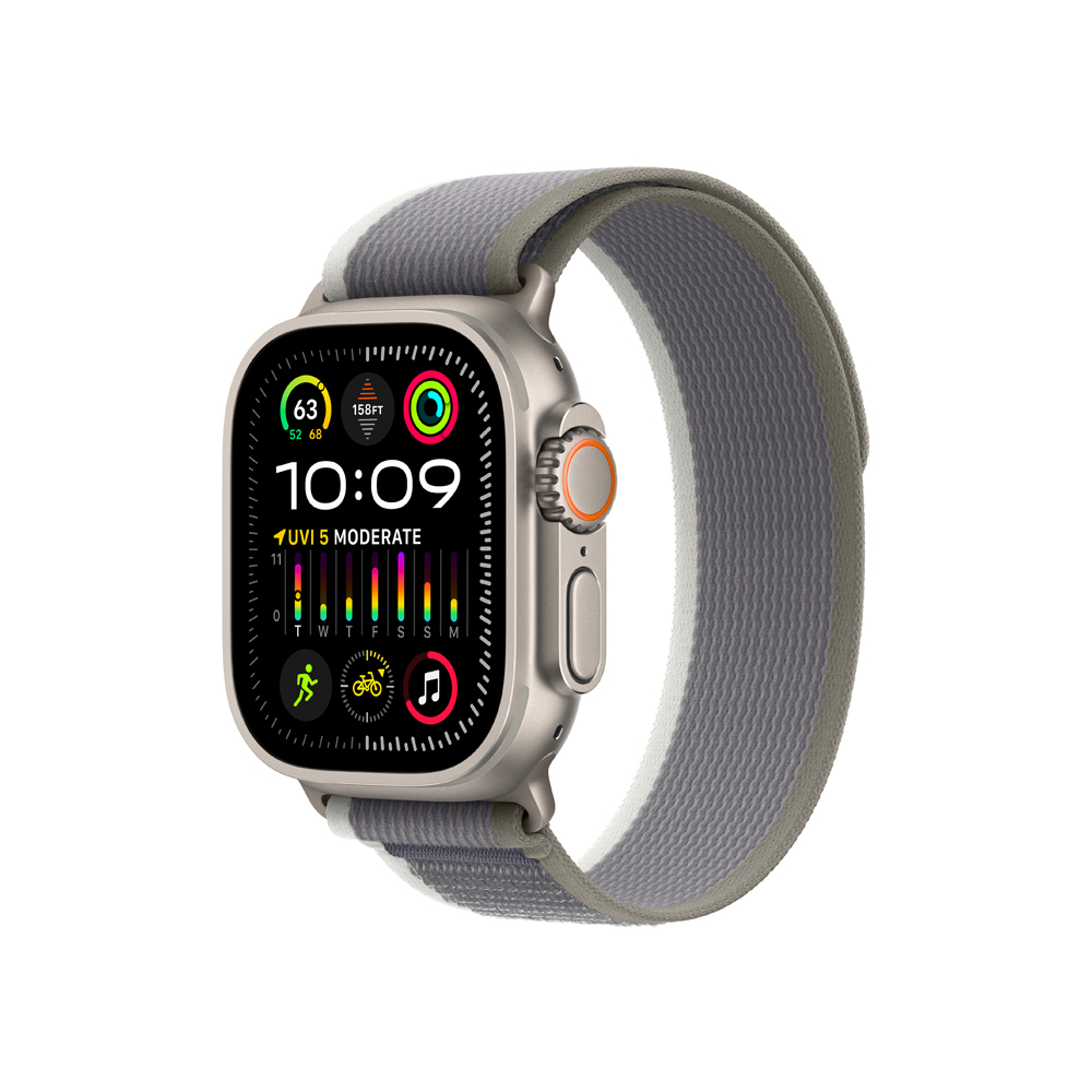 Apple Watch Ultra 2 49 mm Trail loop M/L smart hodinky Titanium/Green-Grey Apple