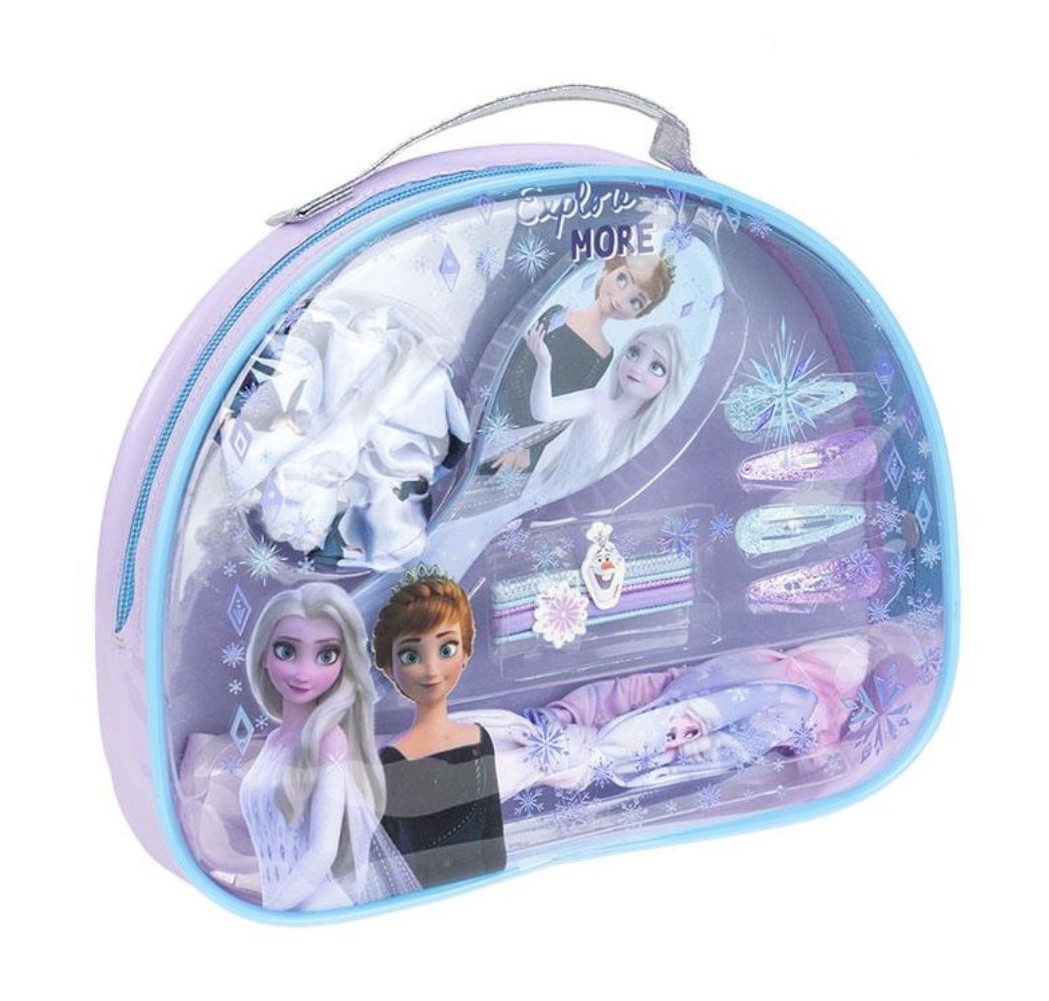 Cerdá Beauty sada do vlasů Frozen II 12 ks + toaletní taštička Cerdá