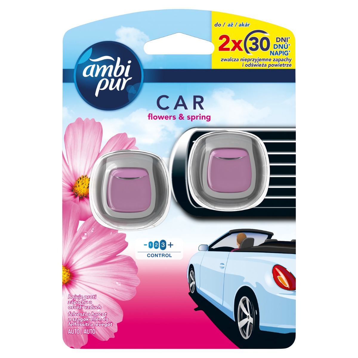 Ambi Pur Car Jaguar Flowers&Spring osvěžovač vzduchu do auta 2x2 ml Ambi Pur