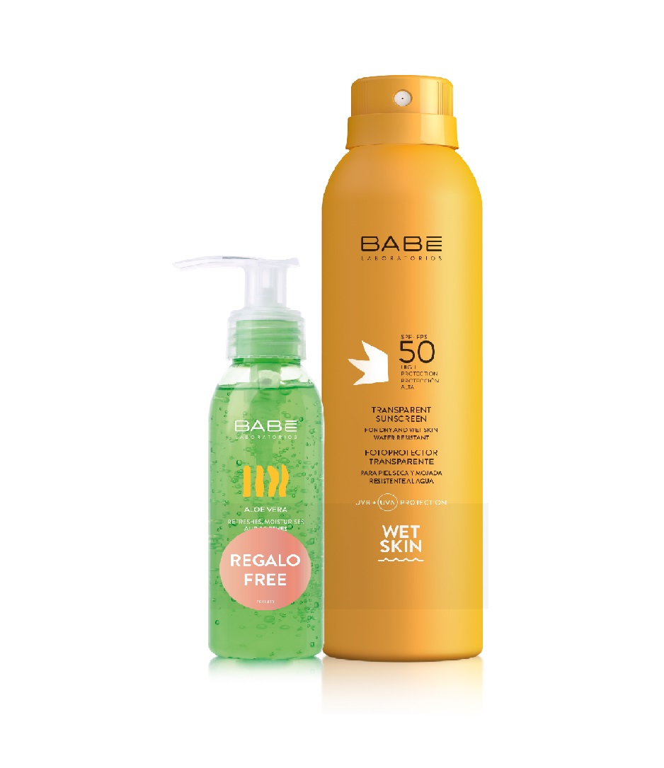 Babé Sun Transparentní opalovací sprej SPF50 200 ml + dárek aloe gel 90 ml Babé