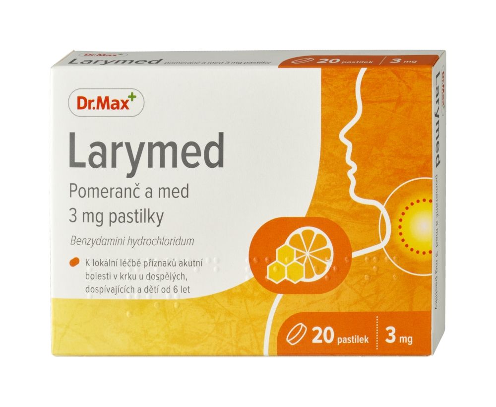 Dr. Max Larymed pomeranč a med 3 mg 20 pastilek Dr. Max