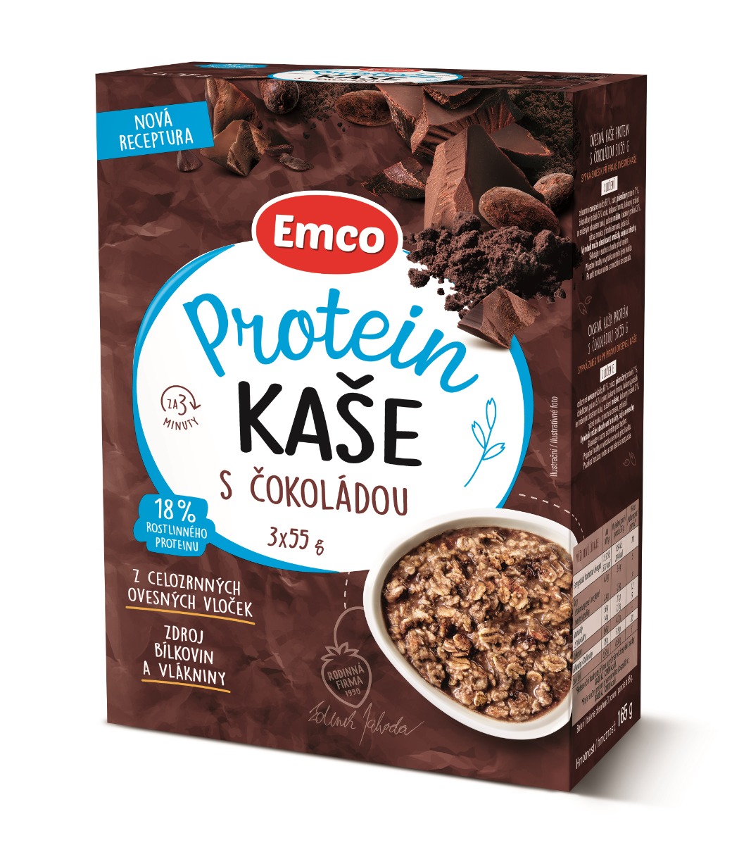 Emco Kaše proteinová s čokoládou 3x55 g Emco