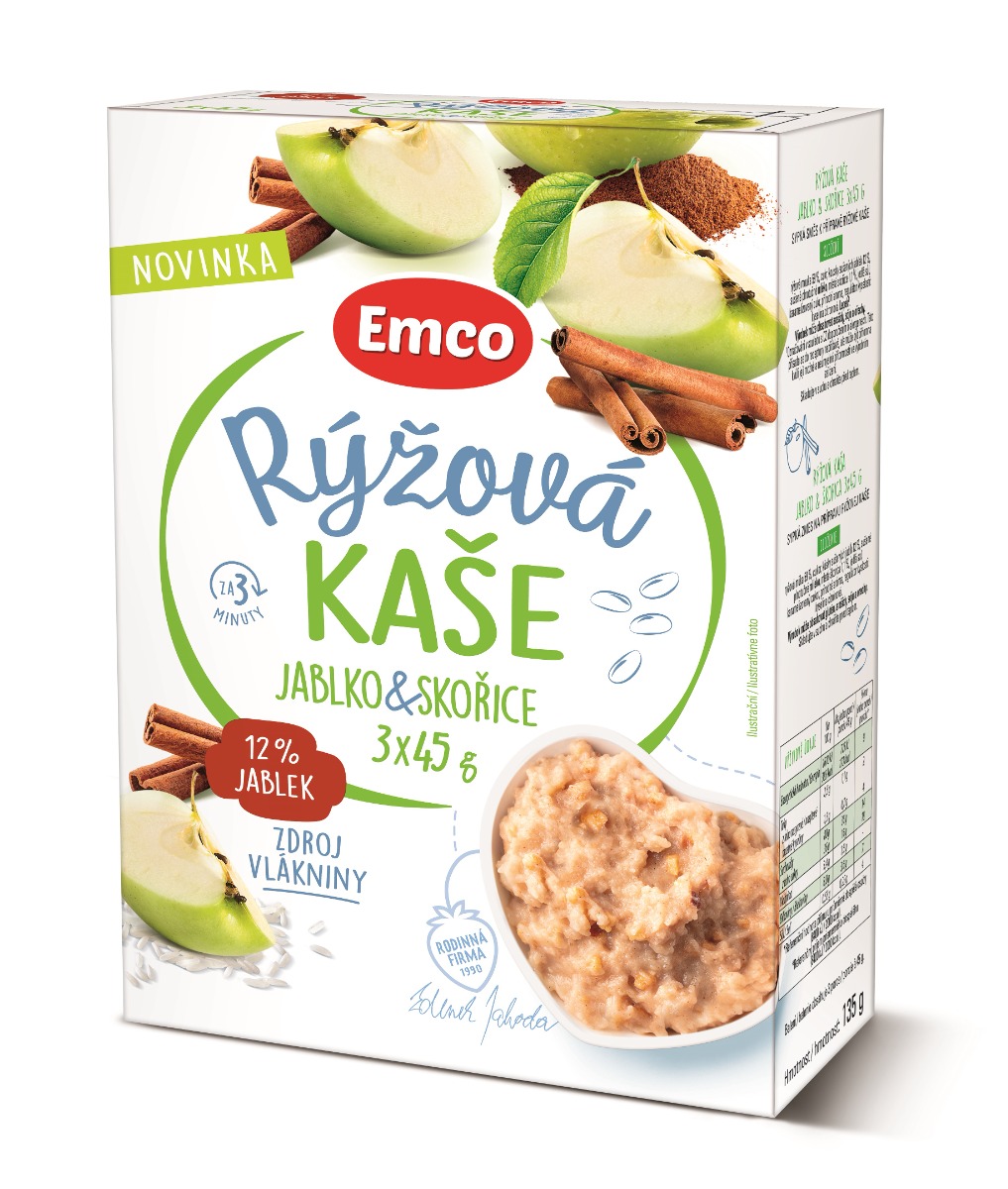 Emco Rýžová kaše jablko a skořice 3x45 g Emco