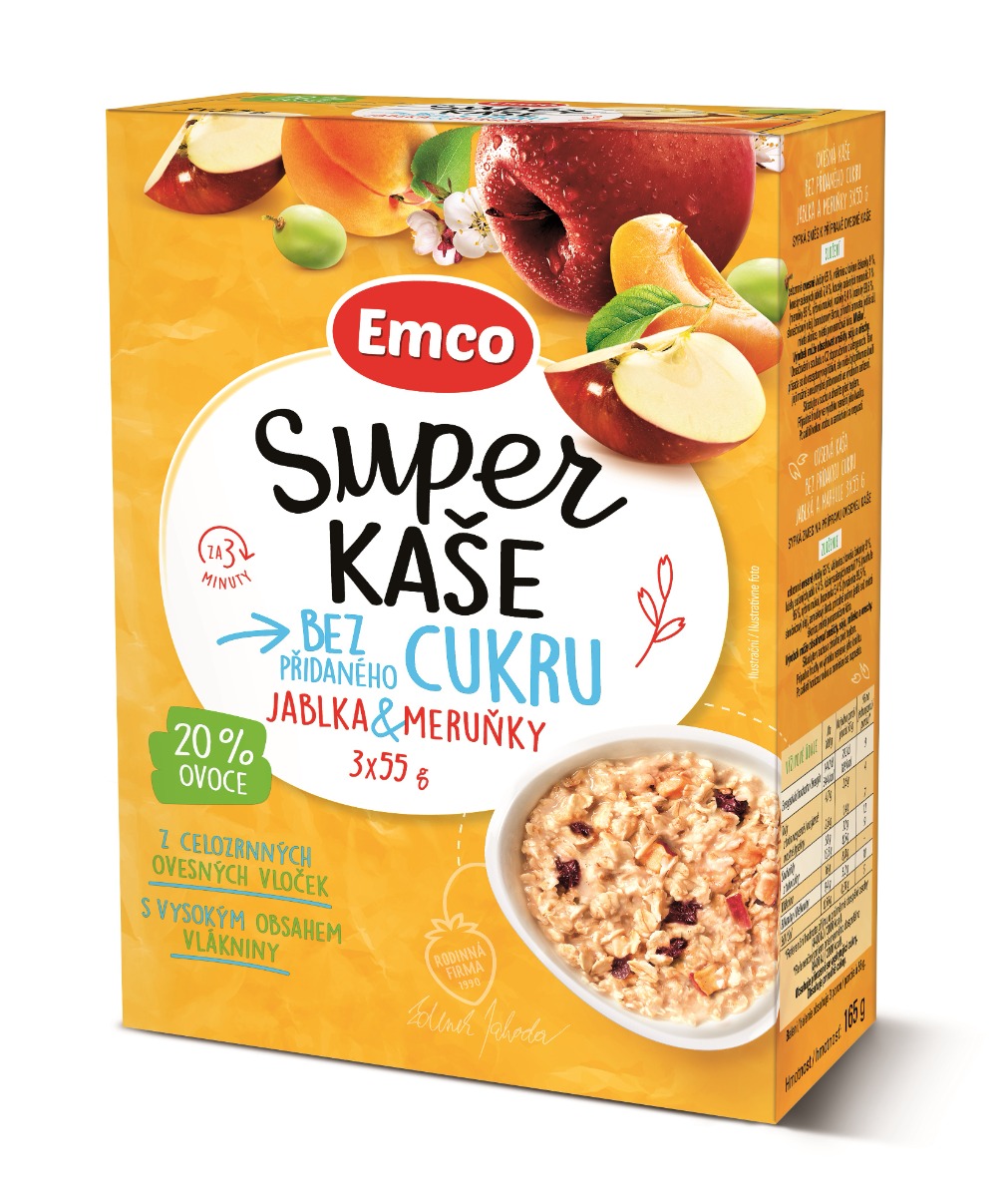 Emco Super kaše jablka a meruňky 3x55 g Emco