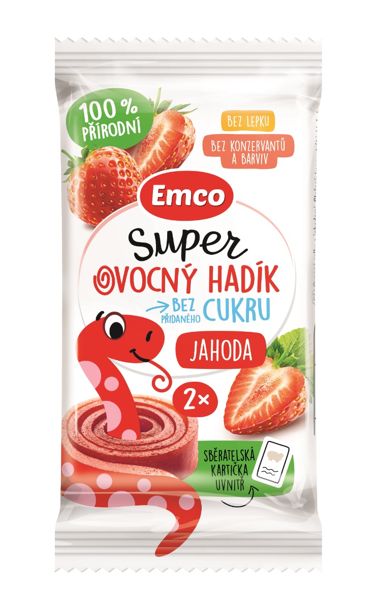 Emco Super ovocný hadík jahoda 20 g Emco