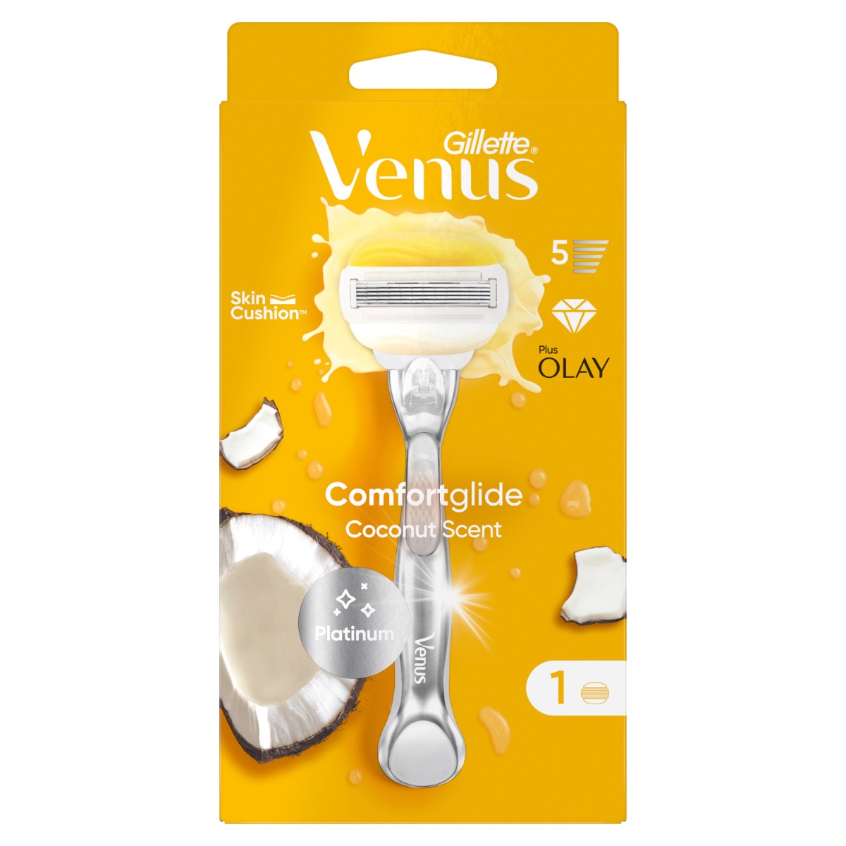 Gillette Venus Platinum ComfortGlide Coconut dámský holicí strojek + 1 hlavice Gillette